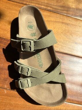 Birkenstock women’s Sandals 36 army green/tan color NEW!